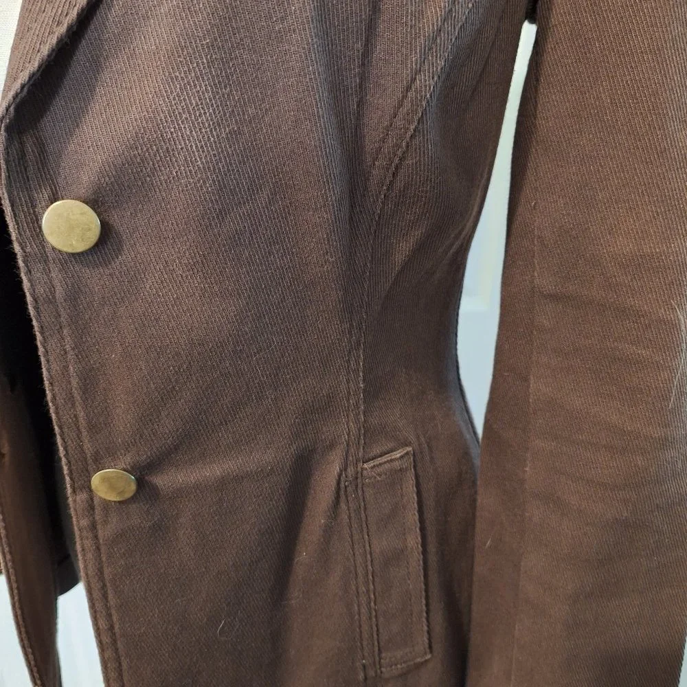 BCBG Brown Blazer Jacket Vintage Size 2 Corduroy Texture - Picture 8 of 10